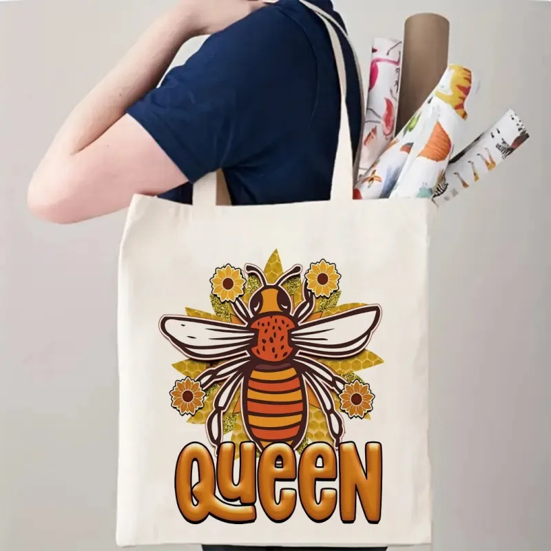 حقيبة يد بنمط كوين بي، حقيبة يد خفيفة الوزن من القماش للمتسوقين، حقيبة كروس نسائية محمولة صديقة للبيئة #3