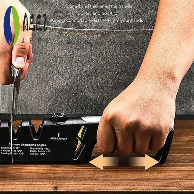 

AEE2-Knife Sharpener, 3-Step Sharpener, Professional Knife Sharpener Tool For Kitchen Knives, Adjustable Multifunctional