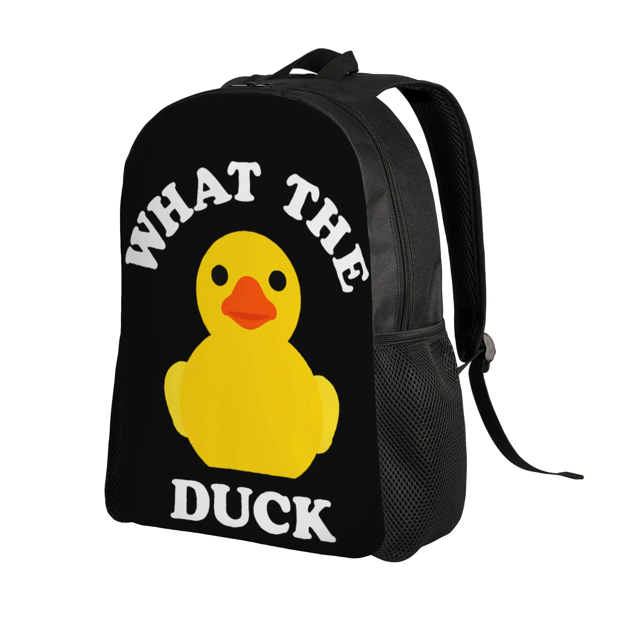 Cute Yellow Rubber Ducky Lover What The Duck Funny Quack Backpack  Travel Backpacks Teen Fun High School Bags Big Rucksack