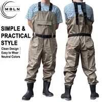 Trampas de pesca con botas, pantalones impermeables de nailon, correas ajustables, 170T, resistencia al agua de 15000MPa, equipo caqui para exteriores, 1 ud.