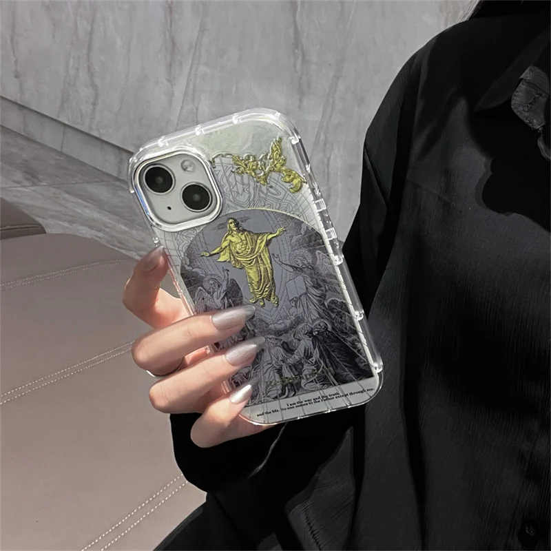 حافظة هاتف مقاومة للصدمات لهاتف آيفون ، حافظة واقية ، تصميم فريد ، موضة ، نحت ذهبي ، سيليكون ، غطاء لهاتف آيفون 15 برو ، 14 ، 13 برو ماكس ، 14 برو ماكس