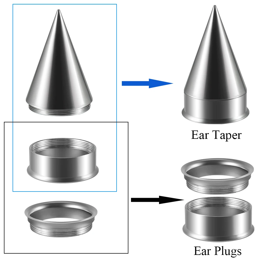 1Set  Surgical Steel Screw Fit Interchangeable Taper Plug Piercing Ear Tunnel Stretcher Expander Unisex 2 in 1 Ear Gauges 3-20mm