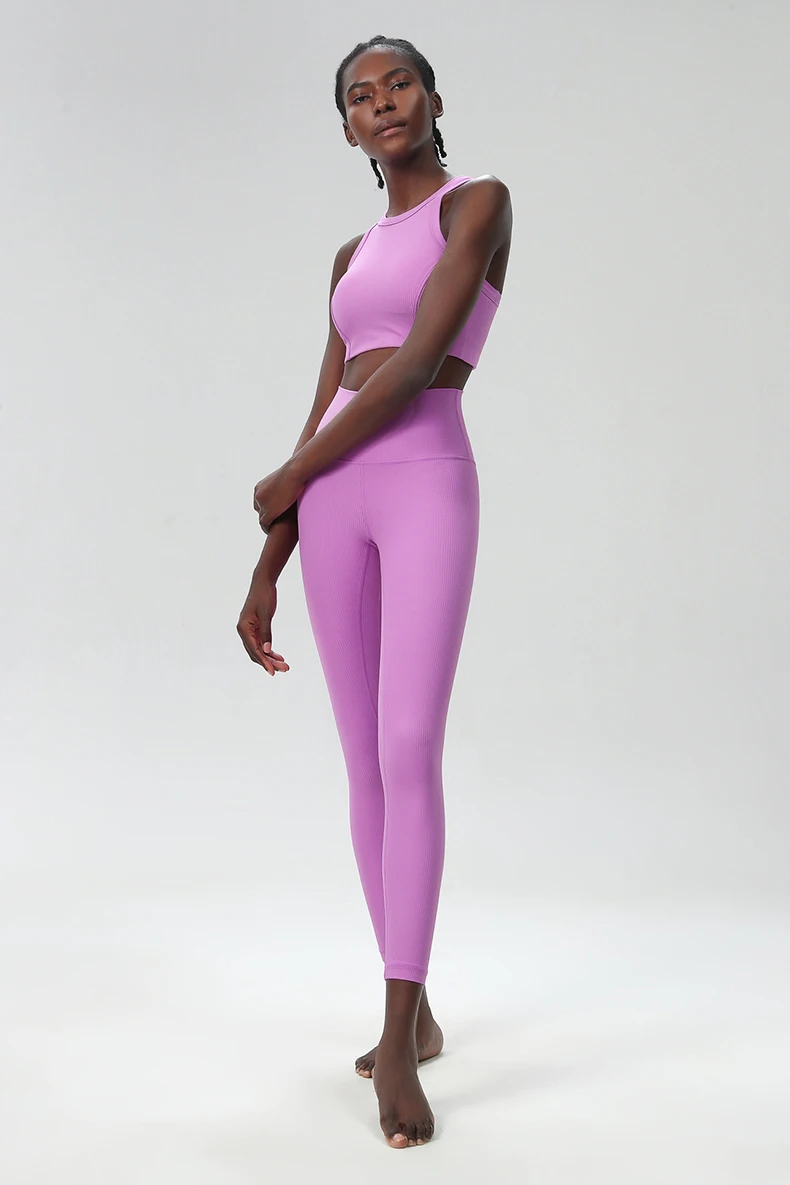 3 stücke Fitness Yoga Set Frauen Einfarbig Rippen Gym Anzug Langarm Training Läuft Sportswear Weibliche Atmungsaktive Workout Kleidung – Detail 11