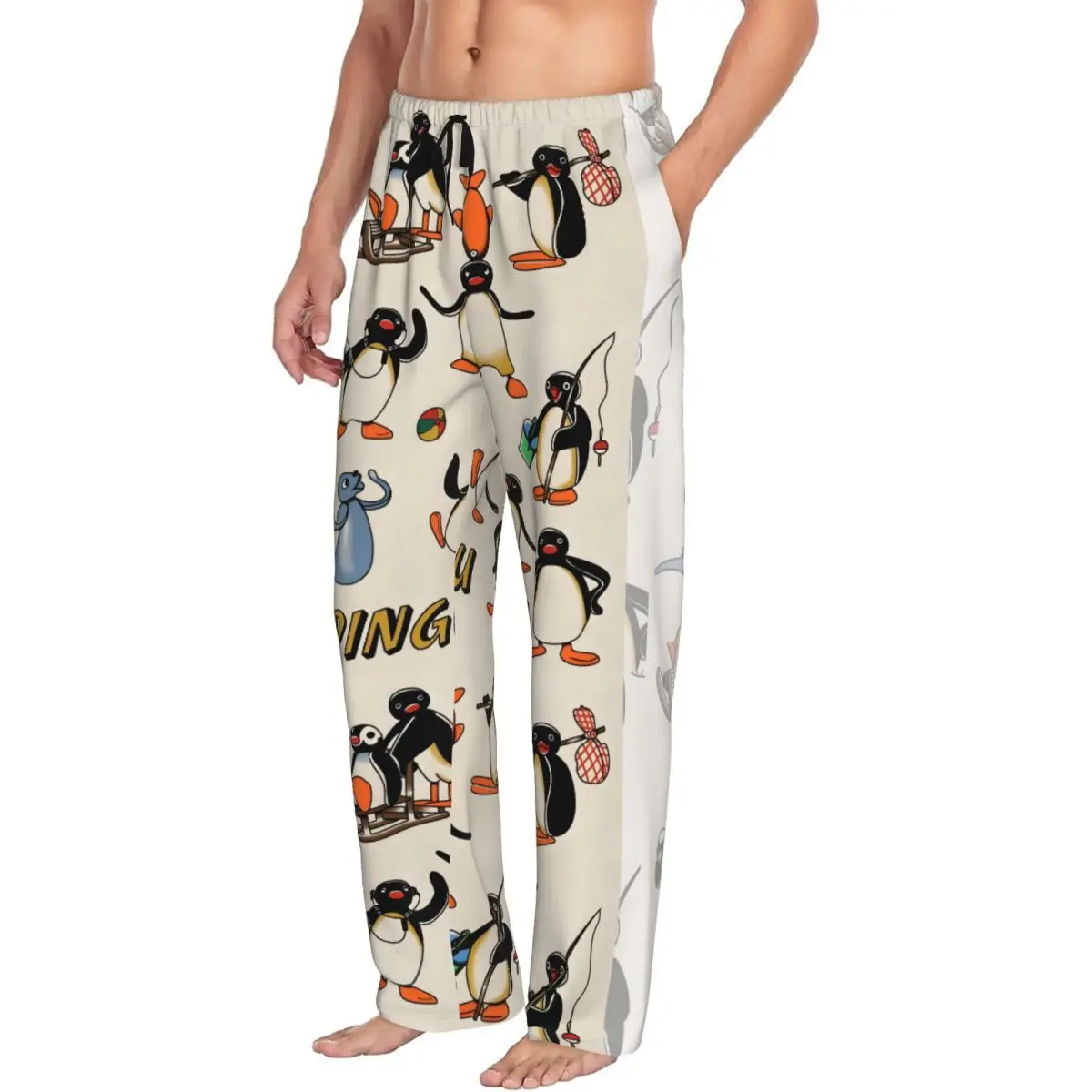 مخصص Noot Noot Pingu بيجامة السراويل الرجال البطريق ميرش صالة النوم تمتد ملابس خاصة قيعان مع جيوب #2
