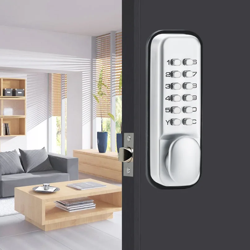 Zinc Alloy Keyless Door Lock, Mechanical Combination Lock, Door Handle Security Code Lock, Door Hardware Accessories