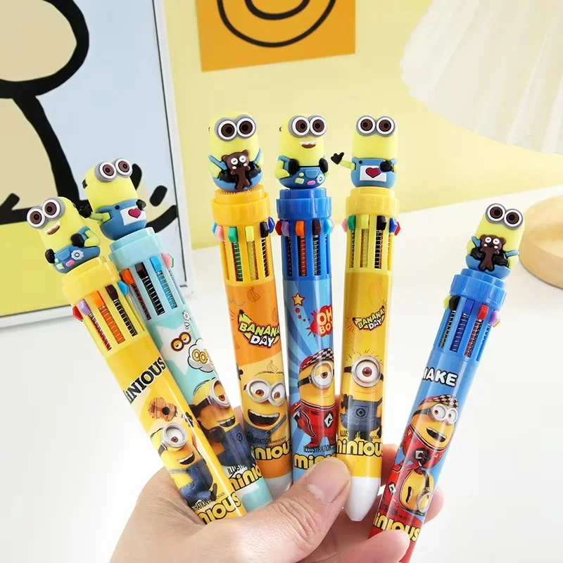 6/36pcs Minions Doll 10-Color Ballpoint Pen Despicable Me Mark Hand-Held Pen 6 Styles Children Student Stationery Gift Wholesale