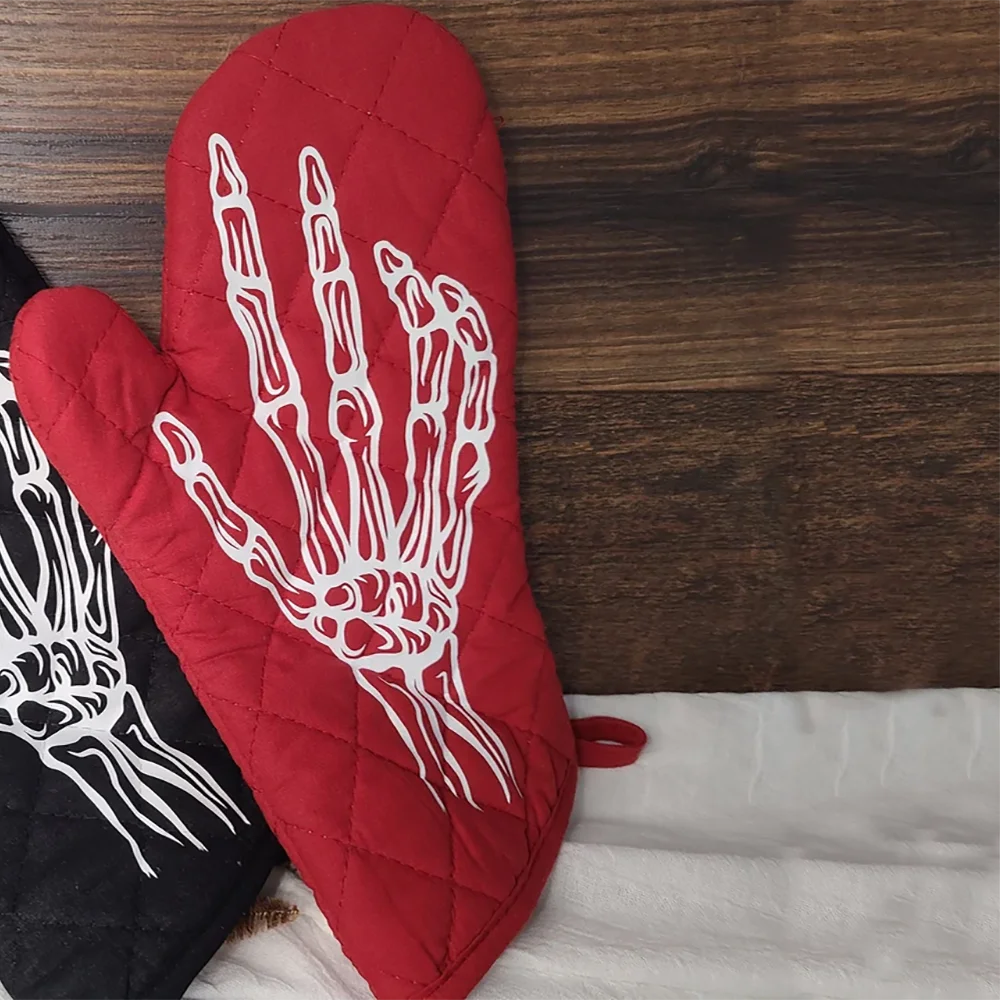 

halloween Skeleton Hand Oven Mitt Gothic Kitchen Spooky Year Round Winter Family Gift Skull Black Cooking for party decoration