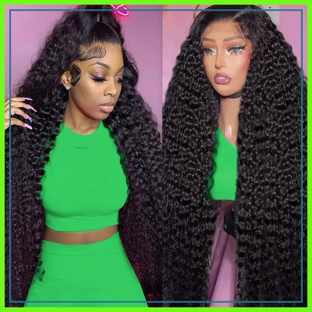 

30 Inch Deep Wave Lace Front Wig, 13x6 HD Lace, Pre Plucked Deep Curly Human Hair Wig, 200 Density Glueless Frontal Wig For Black Women