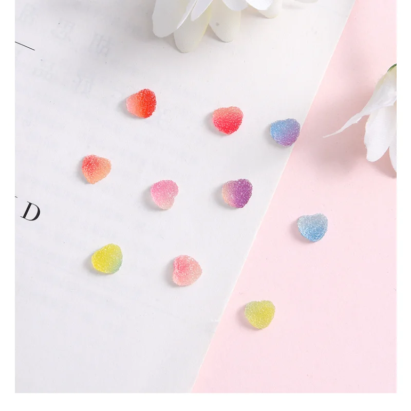 20 stücke Mini Imitation herzförmige Fudge Candy Gummi Flatback Scrap book DIY Hochzeit Haarnadel Verzierungen Zubehör – Detail 1