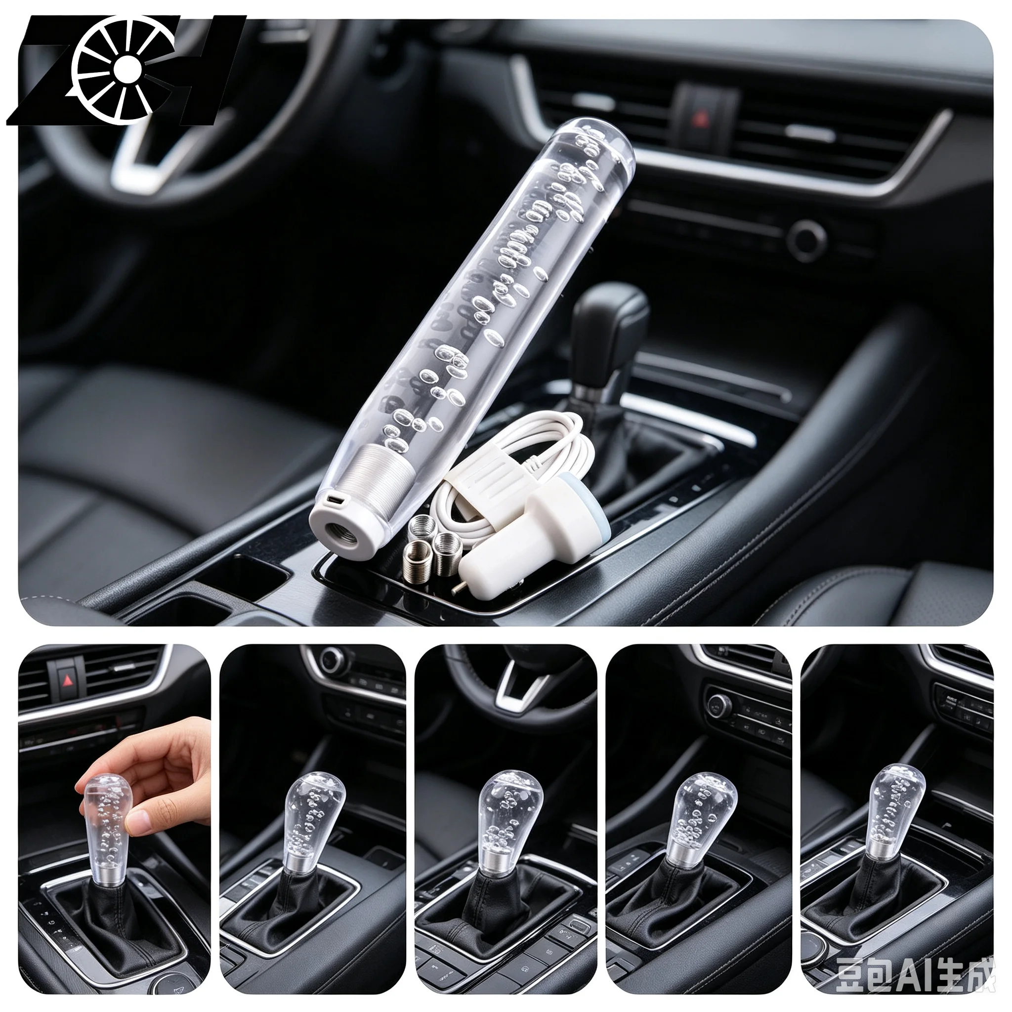 25cm Car Transparent Stitching Gear Shift Knob Crystal Bubble Colorful Shifter Lever AT MT Fit For Honda Toyota