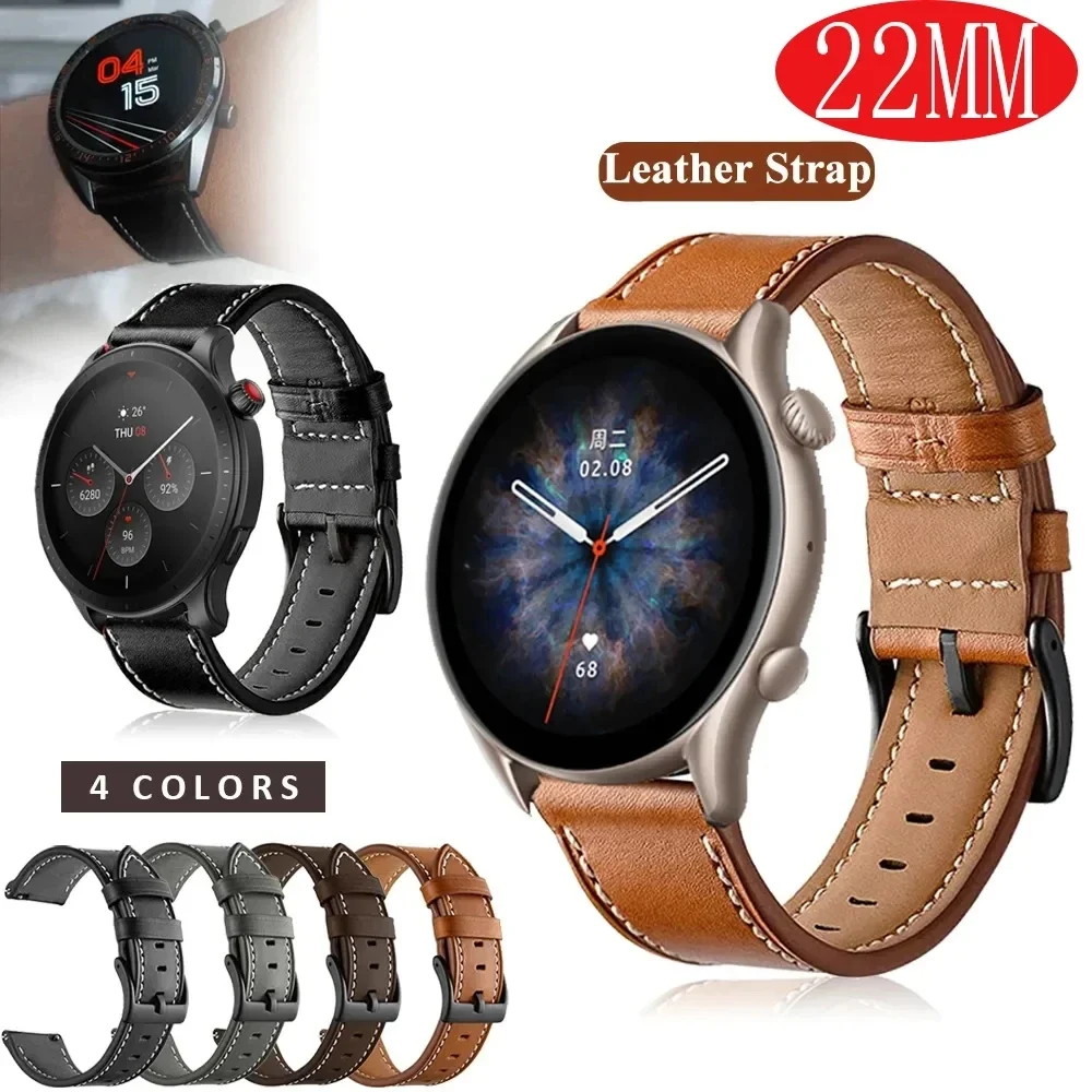 20 22mm PU Leather Strap For Amazift Bip 3 /S/U Pro/S Smart Wristband Bracelet Huami Amazift GTS 4 Mini 3 2e 2/GTR 4/3 pro 42 47