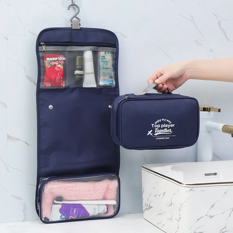 Portable Toiletry Washbag with Hanging Hook Waterproof Women Bathroom Cosmetic Storage Bag Large Capacity Travel Men Makeup Case