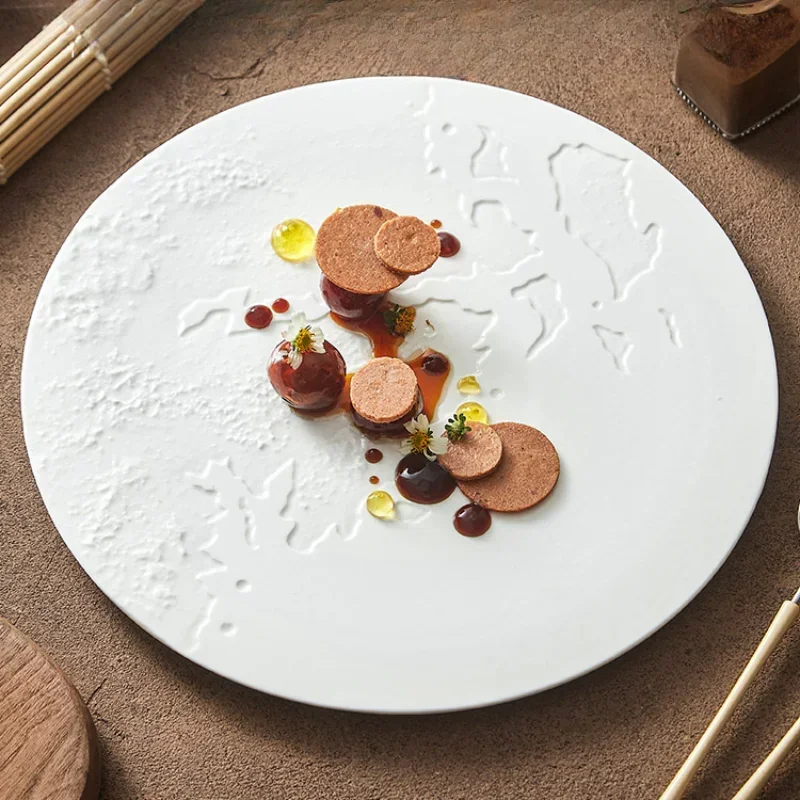 

Rock Pattern Map Ceramic Flat Plate Shallow Hotel Restaurant Household Dish Western Food Plate