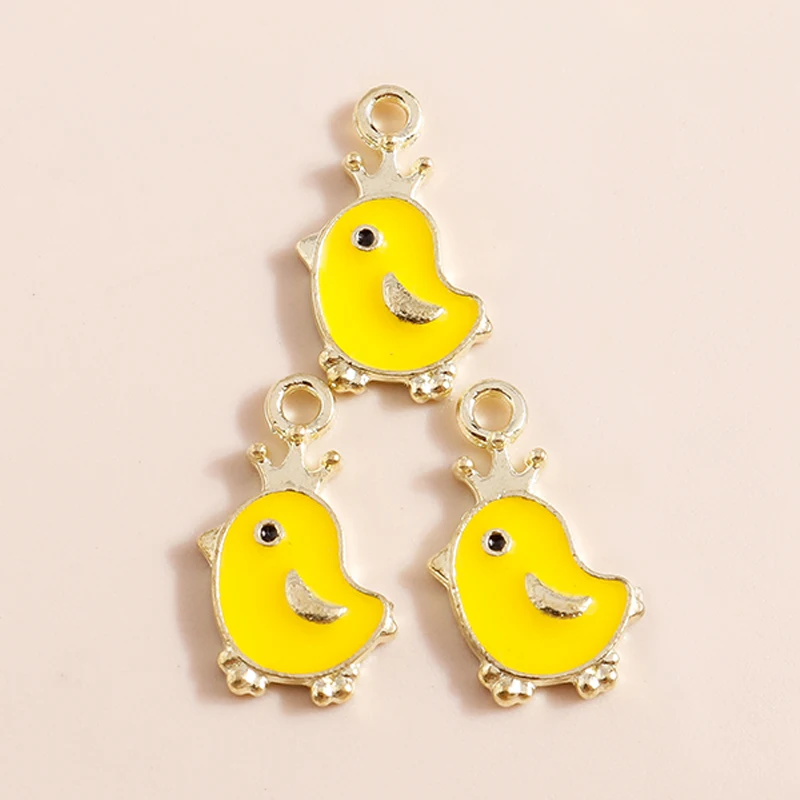 10pcs Mixed Cute Yellow Enamel Animal Charms Bird Whale Duck Shell Bee Fish Pendants DIY Necklaces Earrings Jewelry Making