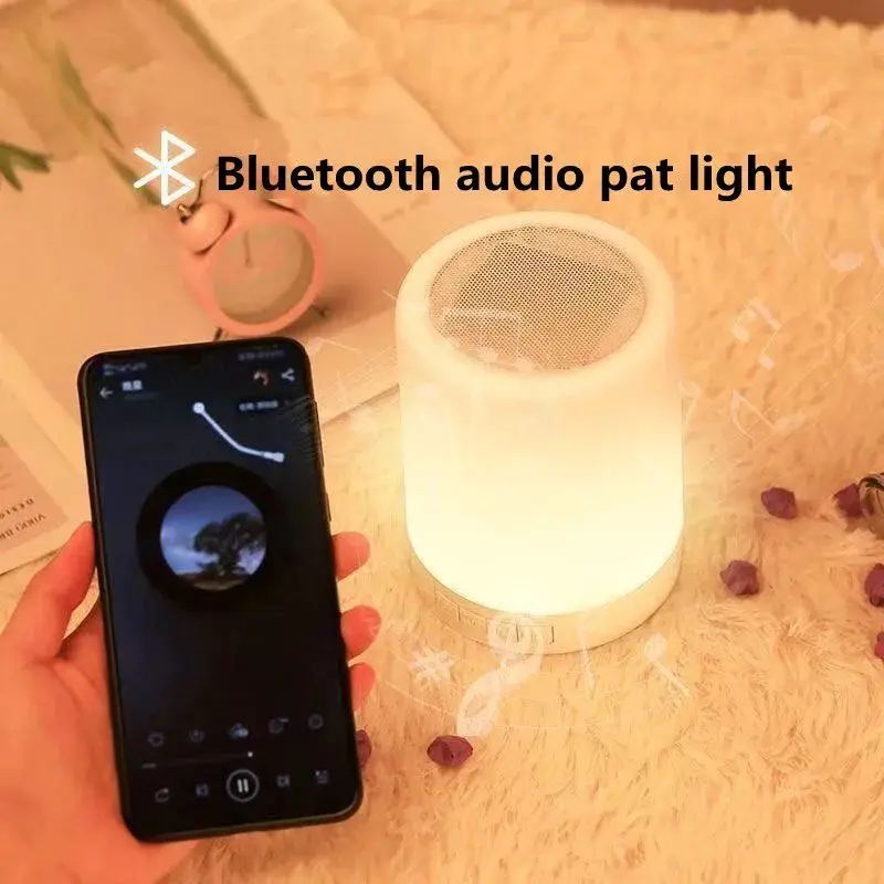 LED NightLights Wireless Bluetooth Lamps Audio Portable Night Speaker Bedside Table Lamp Touch Color Changing Colorful Lights