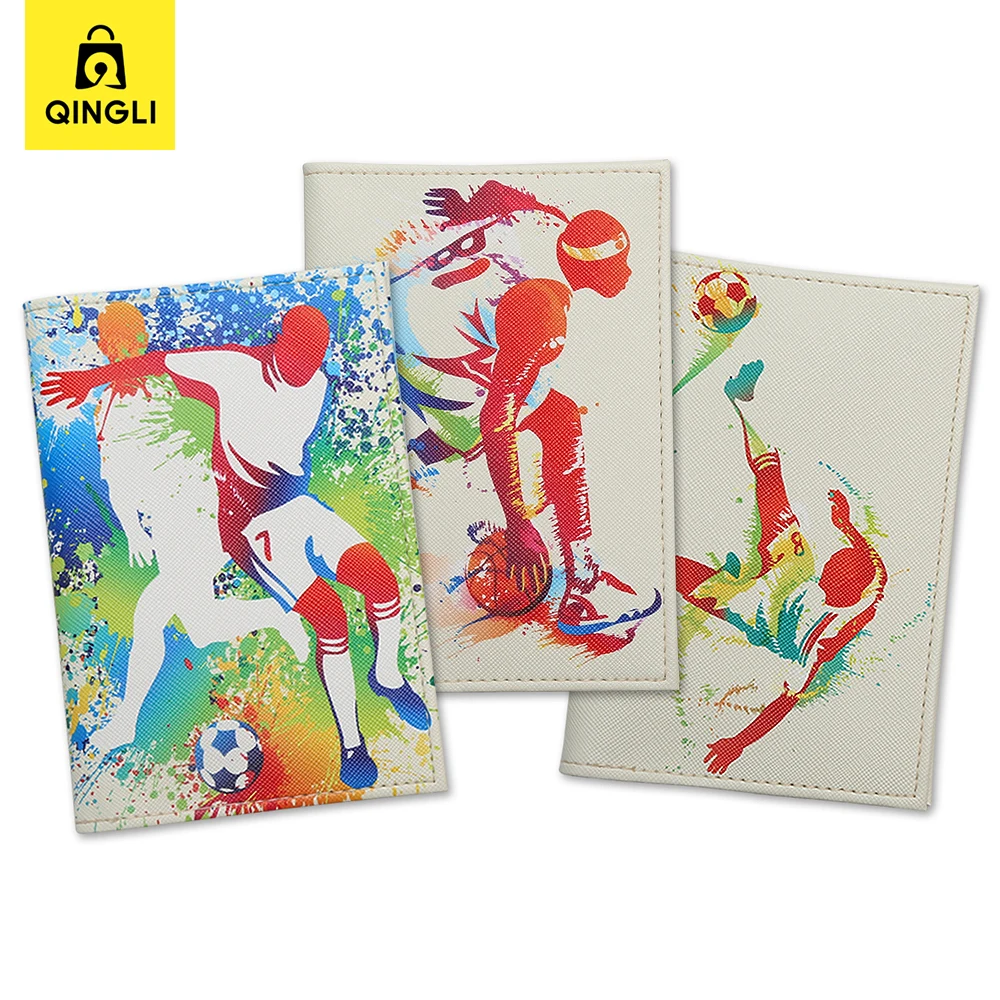 New Football Sports Pattern Passport Holder Cover Basketball Lovers Soft Leather Thin Travel Passport Wallet Credit Card Holder