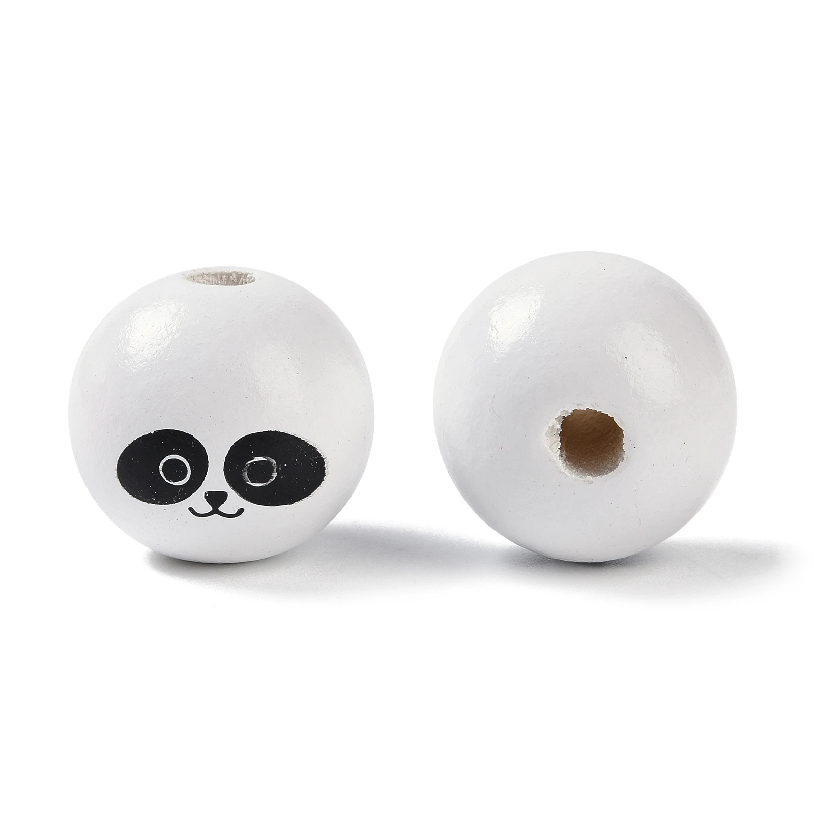 19x18mm Animal Themes Printed Wood European Beads Panda Sloth Fox Big Hole Round Beads DIY Jewelry Making Accessories 120pcs