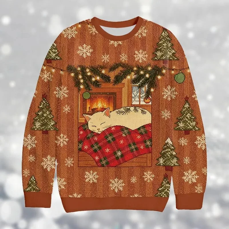 مضحك عيد الميلاد سترة قبيحة تأثيري سانتا كلوز الحيوانات الأليفة أنيمي الكرتون 3DPrint Harajuku البلوز مضحك كم طويل عيد الميلاد سترة #1