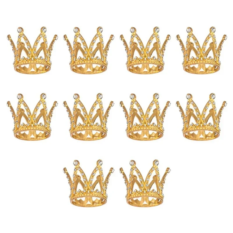 10 Pcs Tiny Baby Small Rhinestone Tiara Crown Gold Mini Crown Cake Topper For Flower Arrangements Shower Birthday Wedding Decor