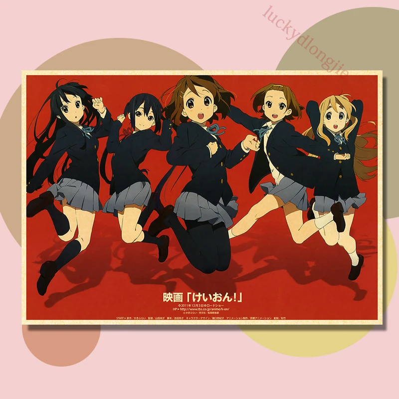 Japan Classic Anime Poster Music K-On Posters Retro Kraft HD 4K Printing Decorative Painting Wall Sticker Home Living Room