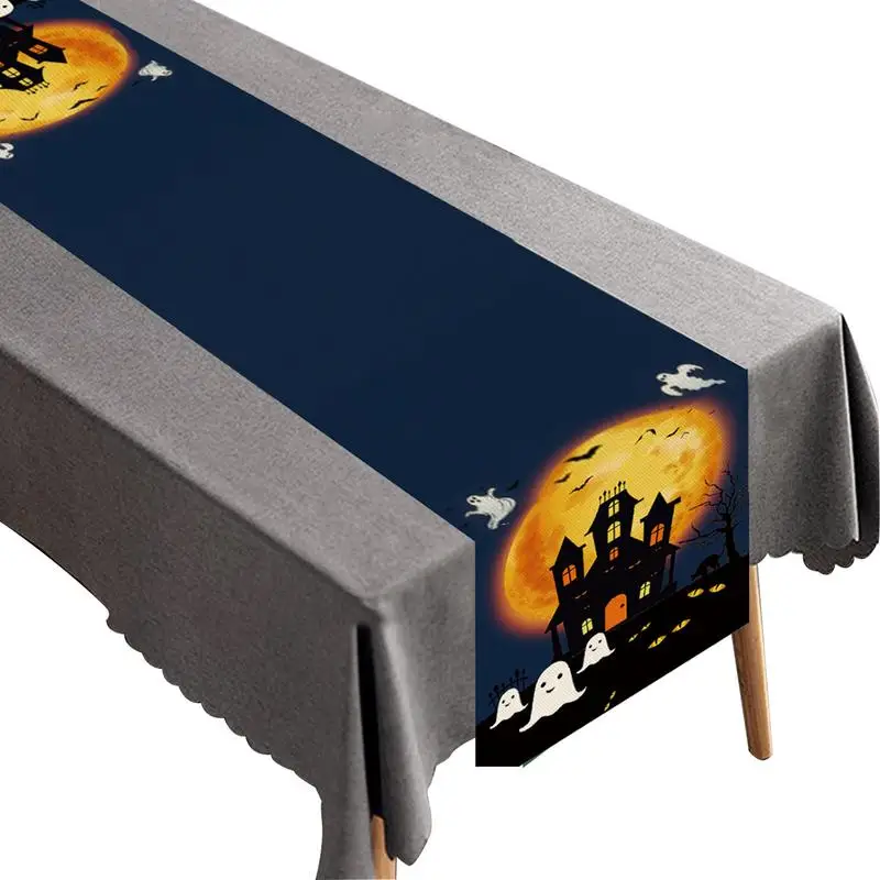 Halloween Table Runner Tabletop Halloween Decor Collection Runner Overlay Cover Holiday Kitchen Dining Topper Haunted House