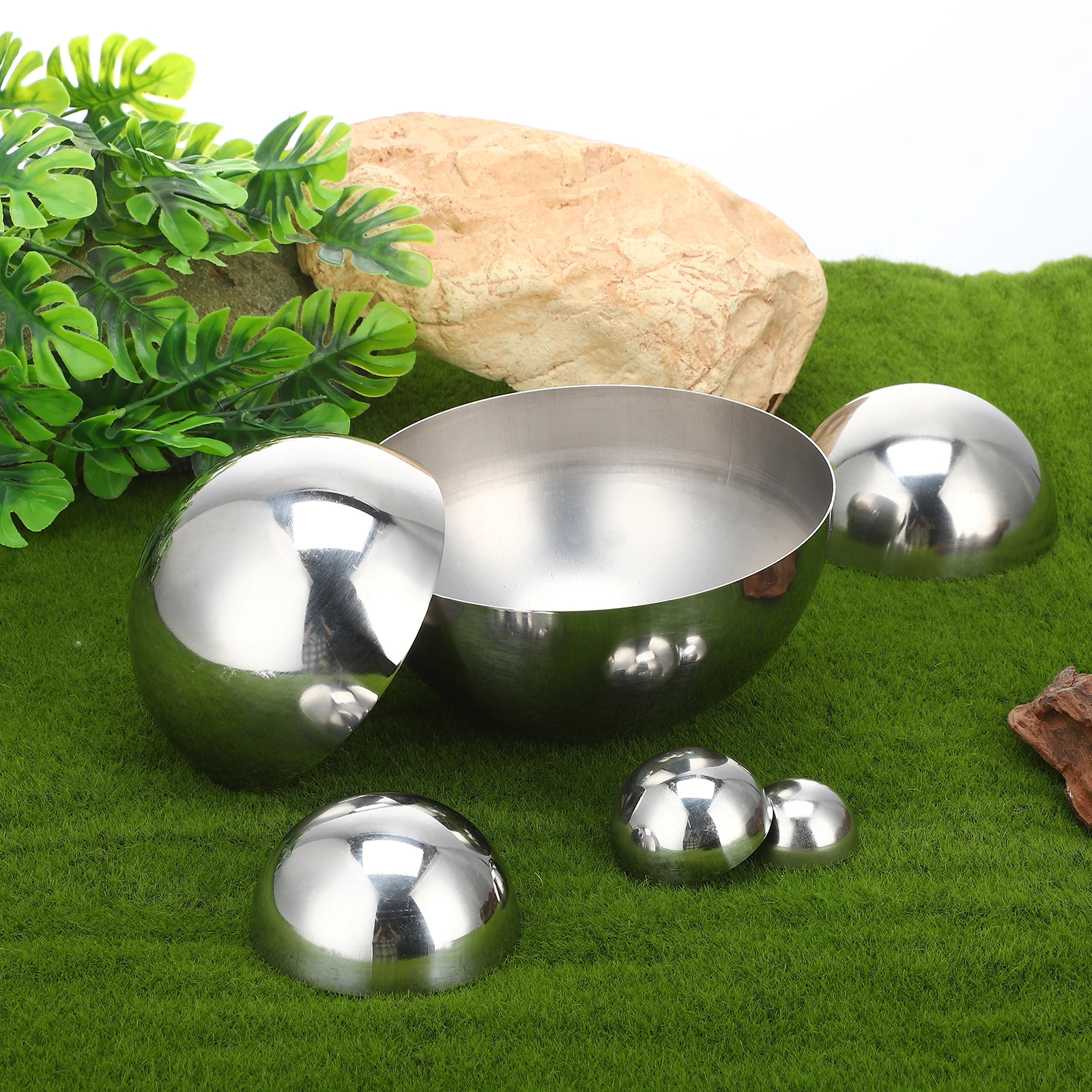 

10Pcs Stainless Steel Half Gazing Ball Mirror Polished Seamless Outdoor Reflective Globe Garden Decoration Half Floating Metal