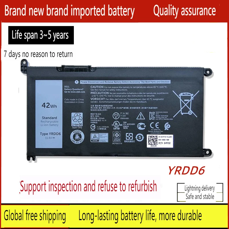 

New Laptop battery for Dell YRDD6 Inspiron 5485 5585 5493 5593 5480 5488 5580 5584 3582 Latitude 3400 3500 P90F 3401 3501