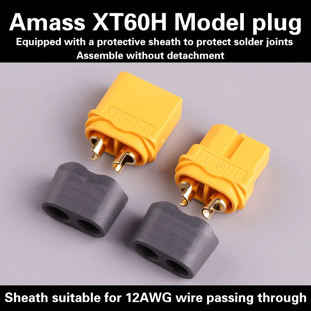 

Amass XT60H Male Female Upgraded Bullet Connector Plugs for RC UAV Lipo Battery - Male And Female Connector Set