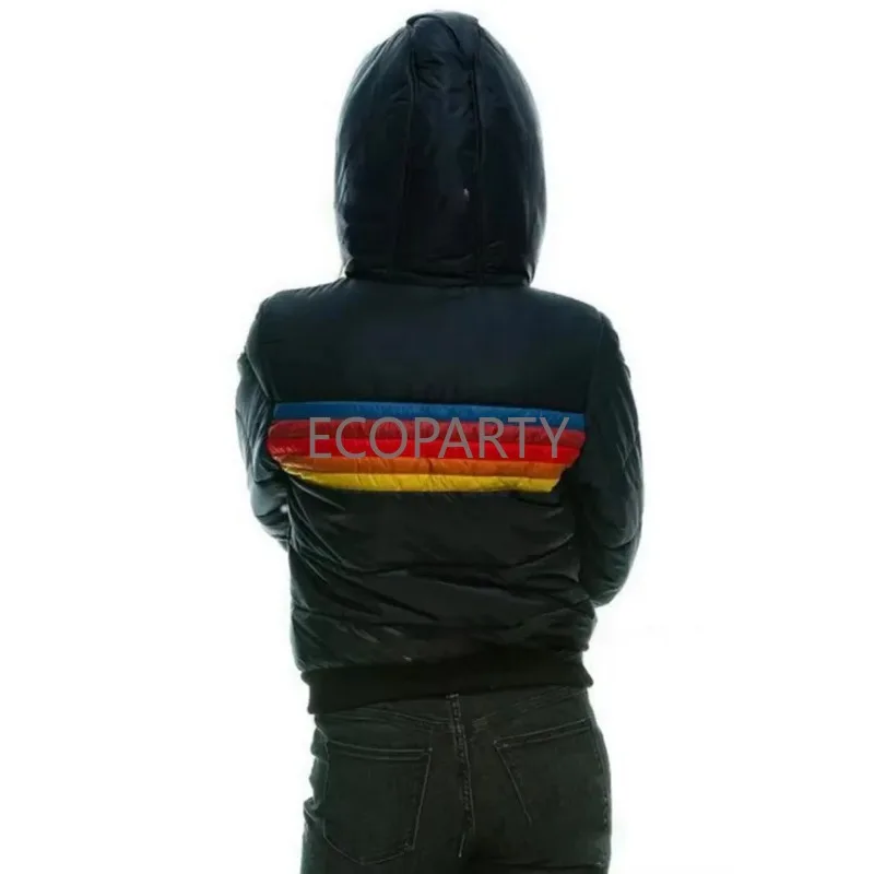 2025 New Women's Cotton Coat Casual Hooded Printed Cropped Parkas Cross-border European American Style Clothing