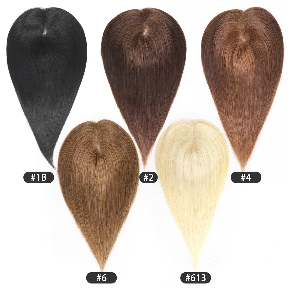 Tupés de cabello humano con cuero cabelludo invisible, 10 pulgadas, para mujer, con clips para cabello fino 6