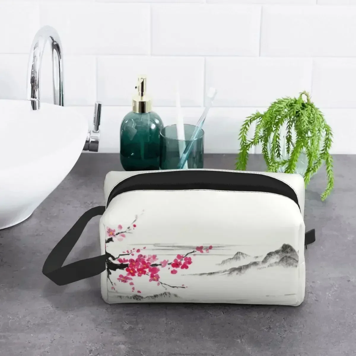 Sakura Tree Cherry Blossom Cosmetic Bag Women Cute Large Capacity Japanese Flower Makeup Case Beauty Storage Toiletry Bags