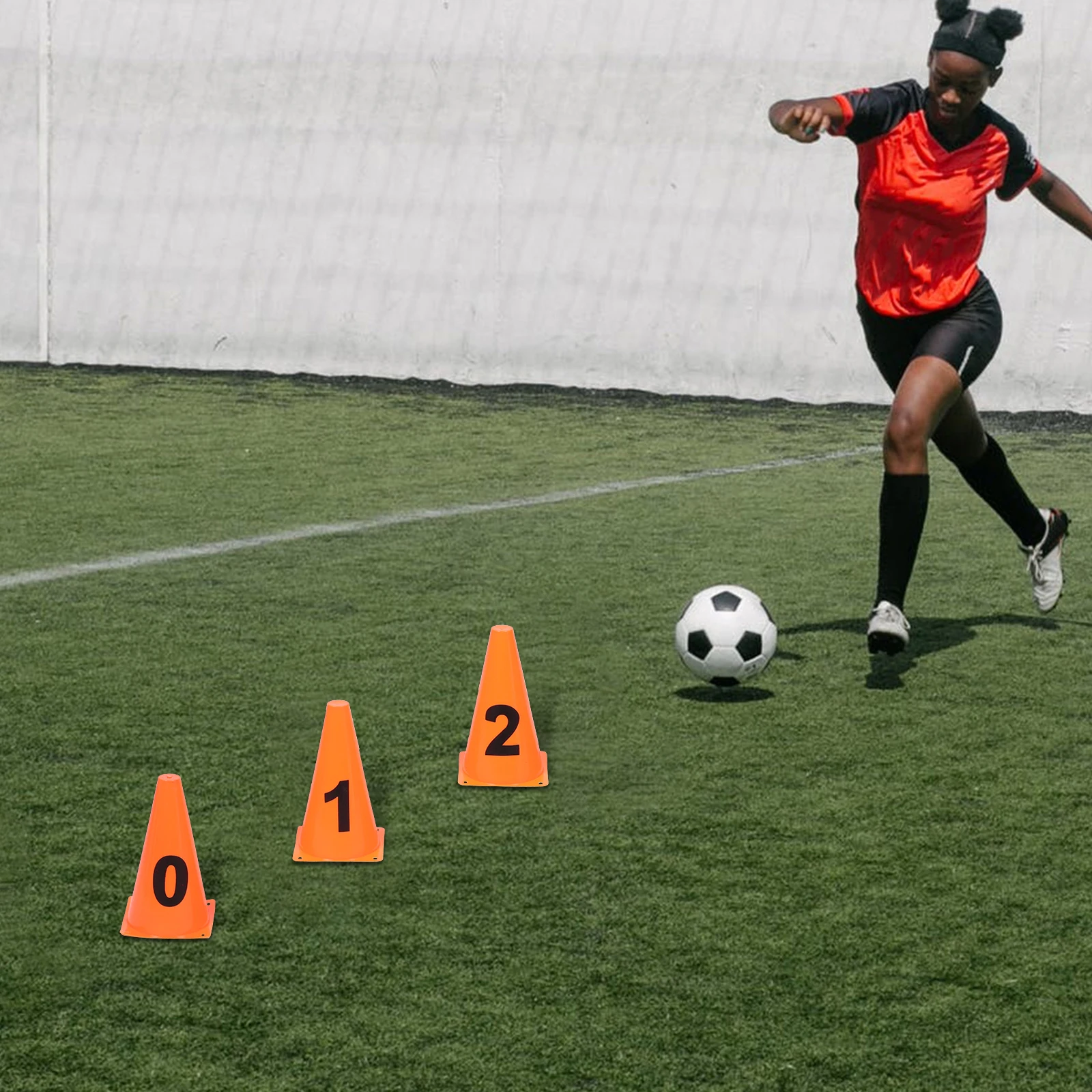 مجموعة واحدة من مخاريط تدريب كرة القدم المرقمة، مخاريط رياضية لامعة لممارسة أجيليتي، كرة القدم، كرة القدم، التزلج، دورة العوائق