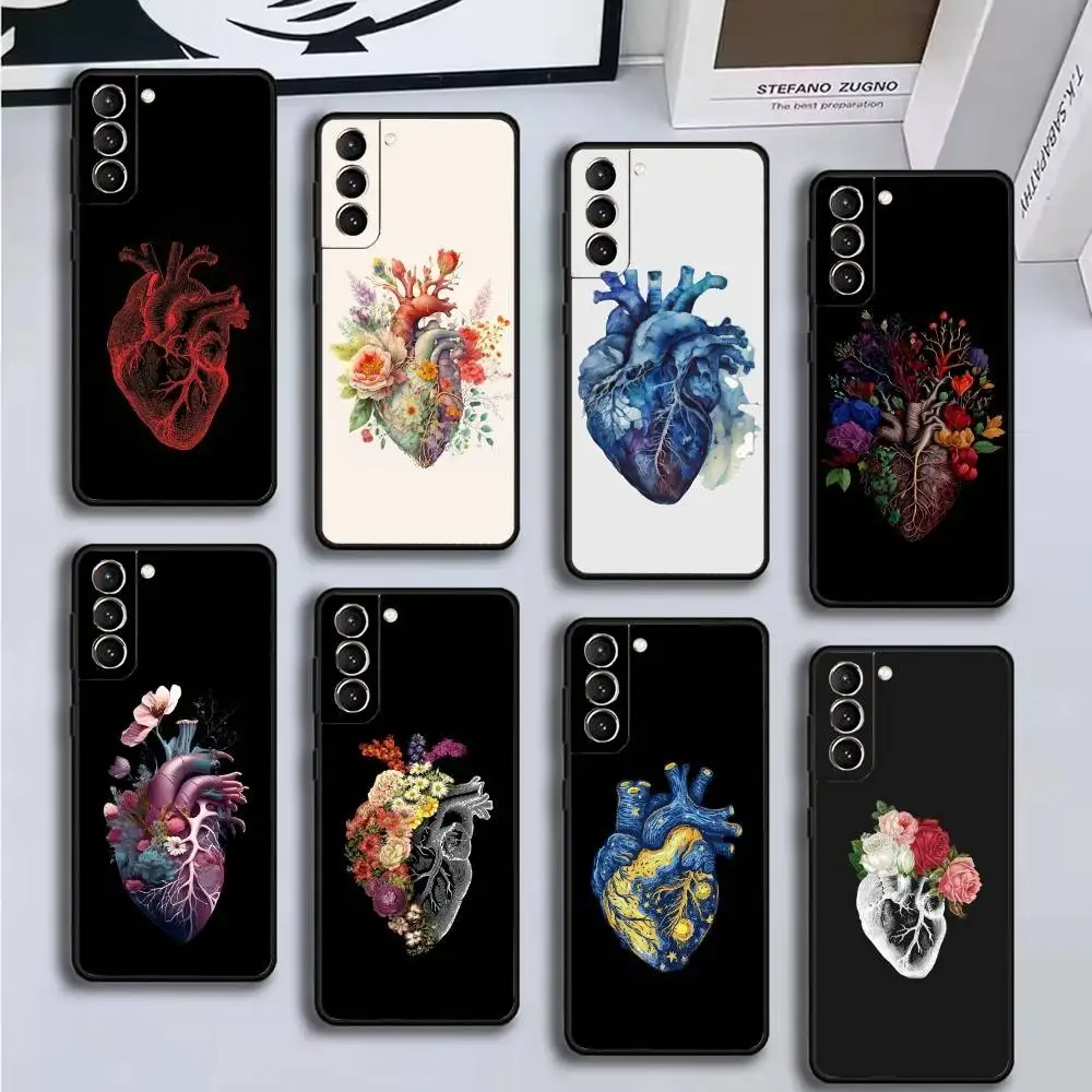 

M-Medical Human O-Organs Heart Art Phone Case For Samsung GalaxyA13,21s,22,31,32,52,53,71,72,73,Soft Black Cover