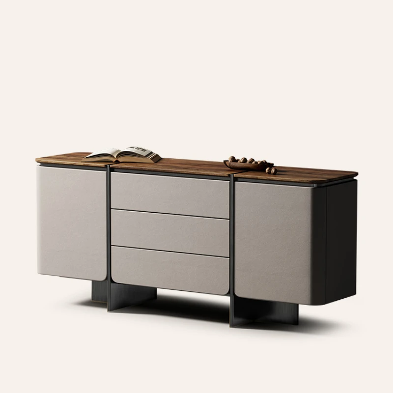 Bedroom TV cabinet Walnut high-end villa whole house design with solid wood TV cabinet