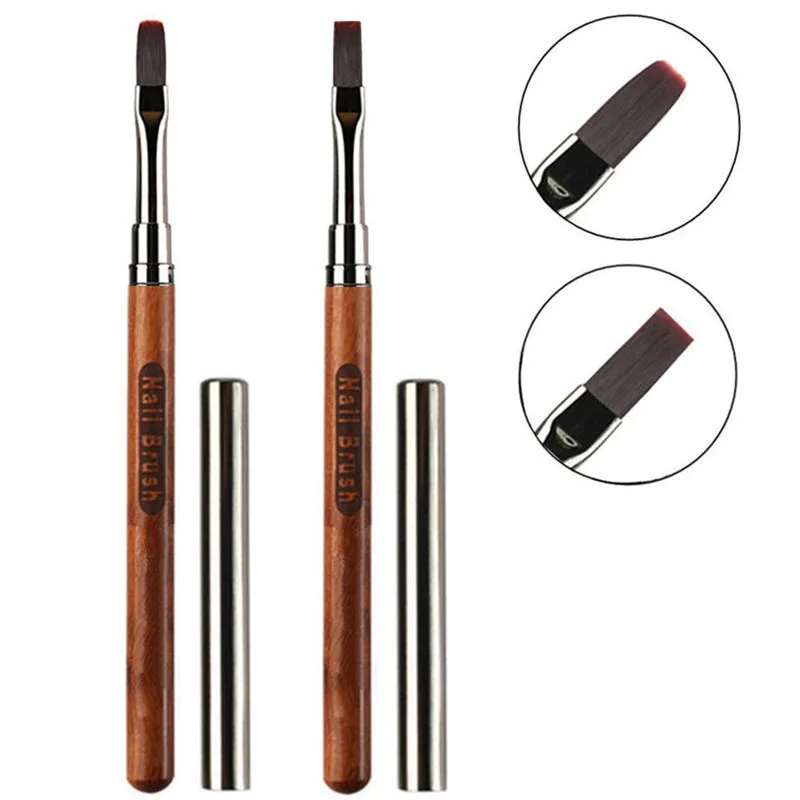 1/2 قطعة مقبض الخشب المستديرة مسمار أومبير فرشاة مسمار الفن اللوحة فرشاة قلم UV هلام البولندية التدرج اللون الاكريليك مسمار قلم رسم