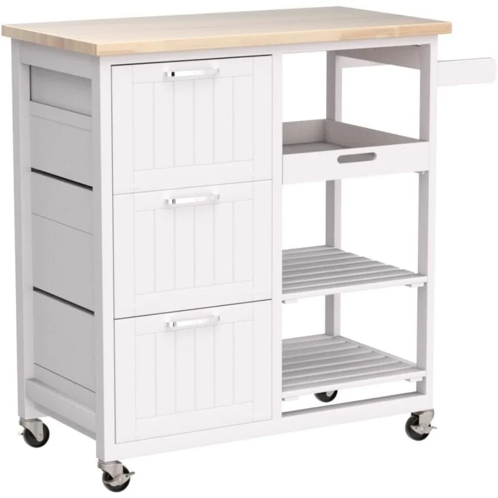 Kitchen Island Cart,Industrial Kitchen Bar&Serving Cart Rolling on Wheels Utility Storage Trolley with 3-Tier Wine Rack Shelves