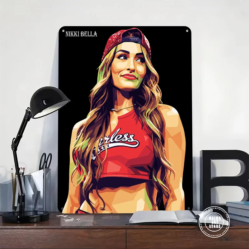 Nikki Bella Pop Art Portrait Poster Customized Vintage Metal Signs Wall Art Retro Tin Plaque for Custom Sign Decoration Bedroom