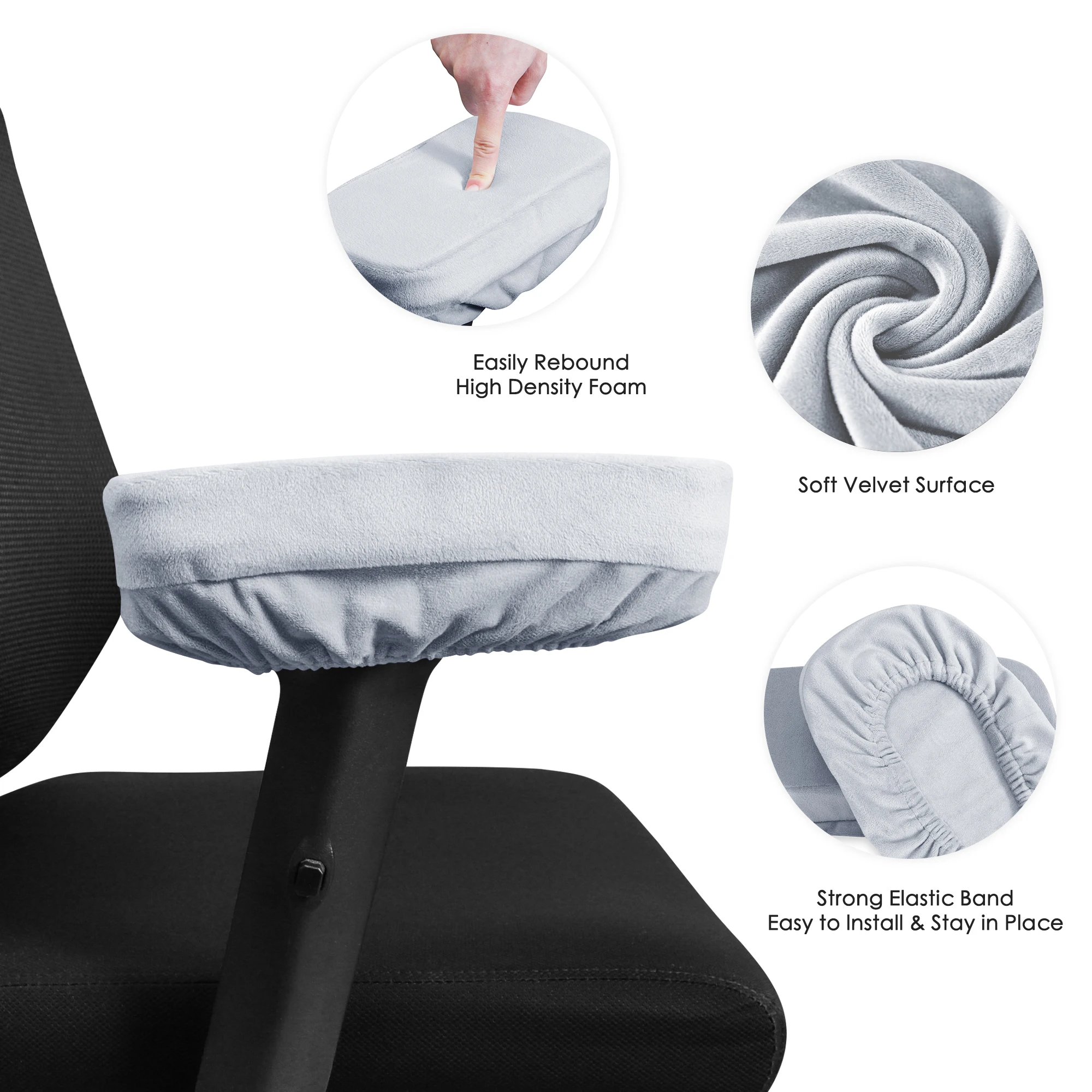 Office Chair Armrest Covers for Elbows and Forearms Support 2-Piece Set Sponge Velvet 4 colors Arm Cover Chair Slipcover