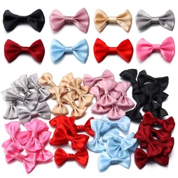 50pcs/lot Satin Ribbon Bows 4cmx2.5cm Multicolor Polyester Ribbons Bownot Bow Flower For DIY Clothing Decoration Accessories