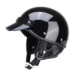 Motorcycle Helmet German Leather Vintage Casco Moto Motorcycle Open Face Retro Half Helmet Chopper Biker Pilot DOT Size S-XXL