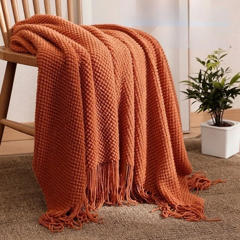 Solid Bumpy Dot Throw Blanket All-Season for Travel Office Sofa Airplane, Wearable Warm Nap Shawl