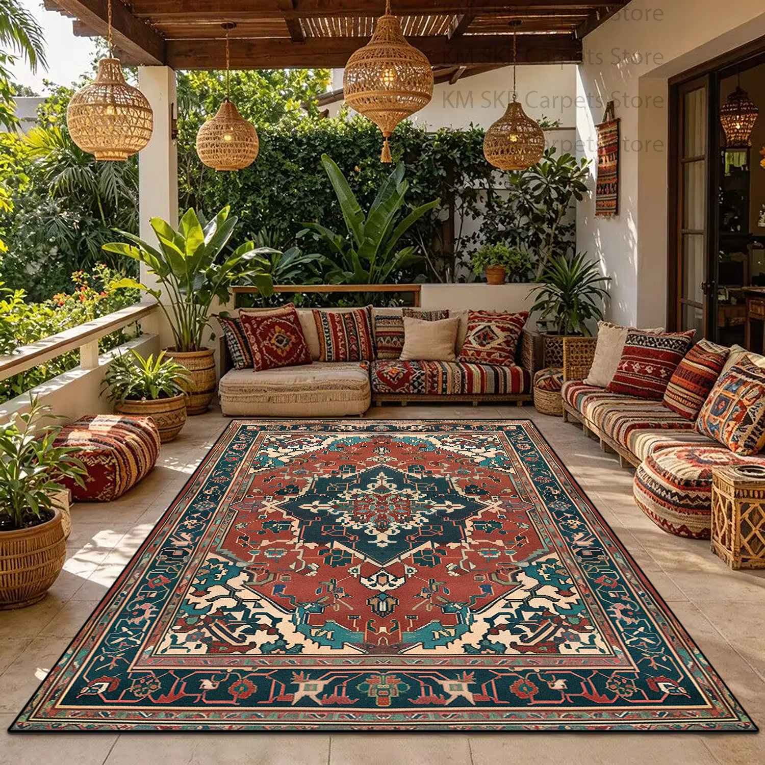 American Persian Retro Style Large Living Room Carpet Decoration Home Non-slip Washable Bedroom Balcony Rug Soft Plush Study Mat