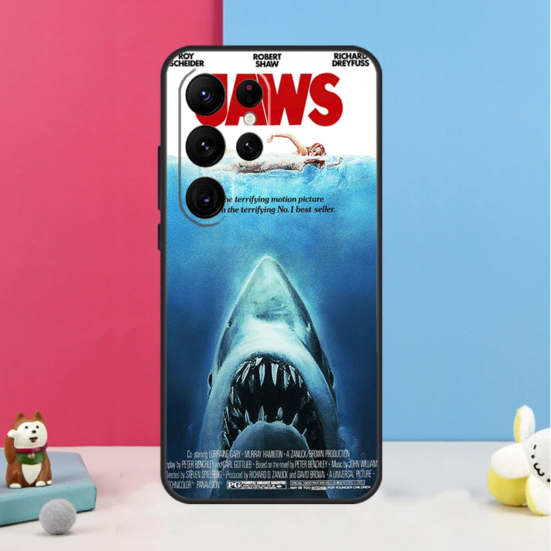 Jaws 1975 Movie Poster Case For Samsung Galaxy S23 Ultra S24 S22 Note 20 10 Plus S8 S9 S10 S21 S20 FE Back Cover