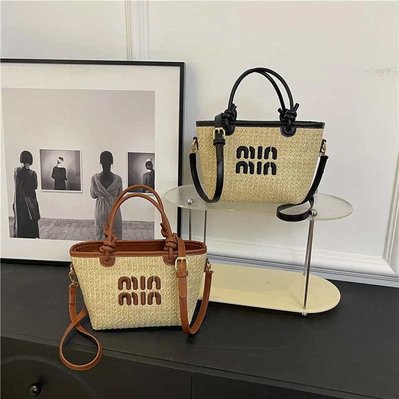 

Богемная соломенная сумка 2024, роскошная брендовая сумка на плечо, дизайнерский кошелек и милая сумка-саквояж