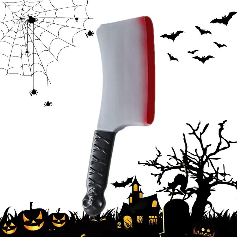 Halloween gefälschte blutige scharfe Messer Requisiten Simulation Kunststoff Küchenmesser Halloween Home Thema Party Dekoration liefert