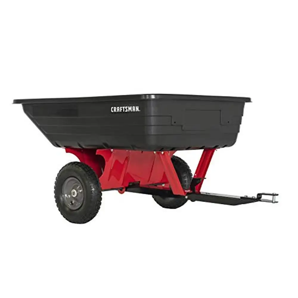 USA Made 350lb Load Capacity Poly Dump Cart Swivel Trailer 10 CU FT; Garden Lawn Trailer Rust Resistant Scratch Resistant