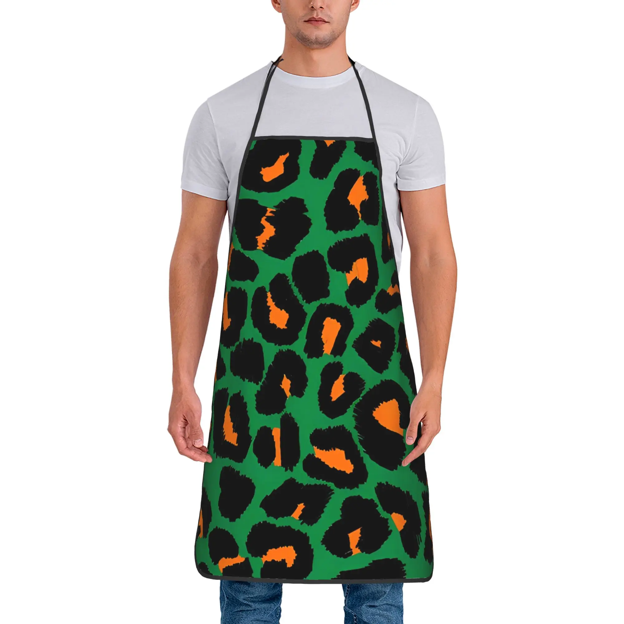 Rainbow Leopard Apron  Cleaning Fashionable Kitchen Accessories Adult Home Aprons without Pocket
