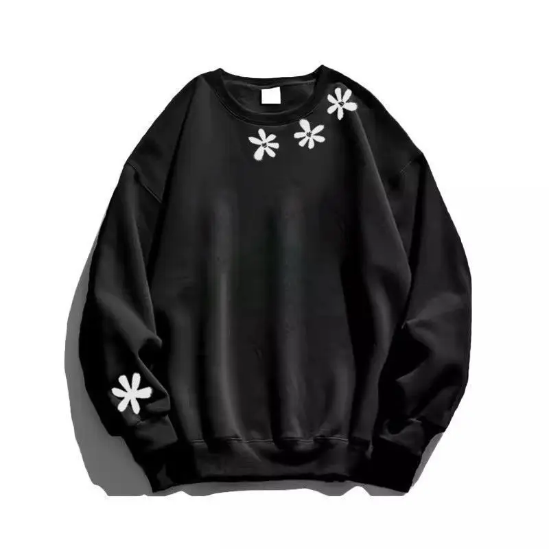 เสื้อสเวตเชิ้ตผ้าฟลีซไม่มีฮู้ดสำหรับผู้หญิง สีตัดกัน สไตล์ฤดูใบไม้ร่วง ระบายอากาศได้ดี ทรงเข้ารูป สไตล์กรันจ์ ดูอ่อนเยาว์  พร้อมริบบิ้นผูกโบว์ แต่งระบาย สีชมพู