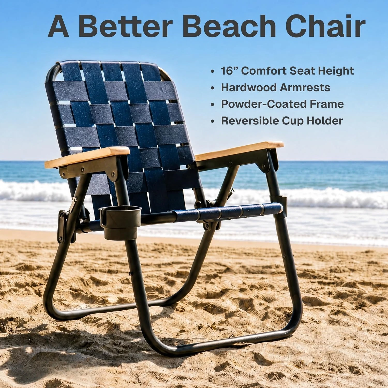 Beach Backpack Chair Premium Folding Camping Chair Low Profile Reclining Sand Lounge Chair Portable Outdoor Seating With Backpack Straps Cup Holder
