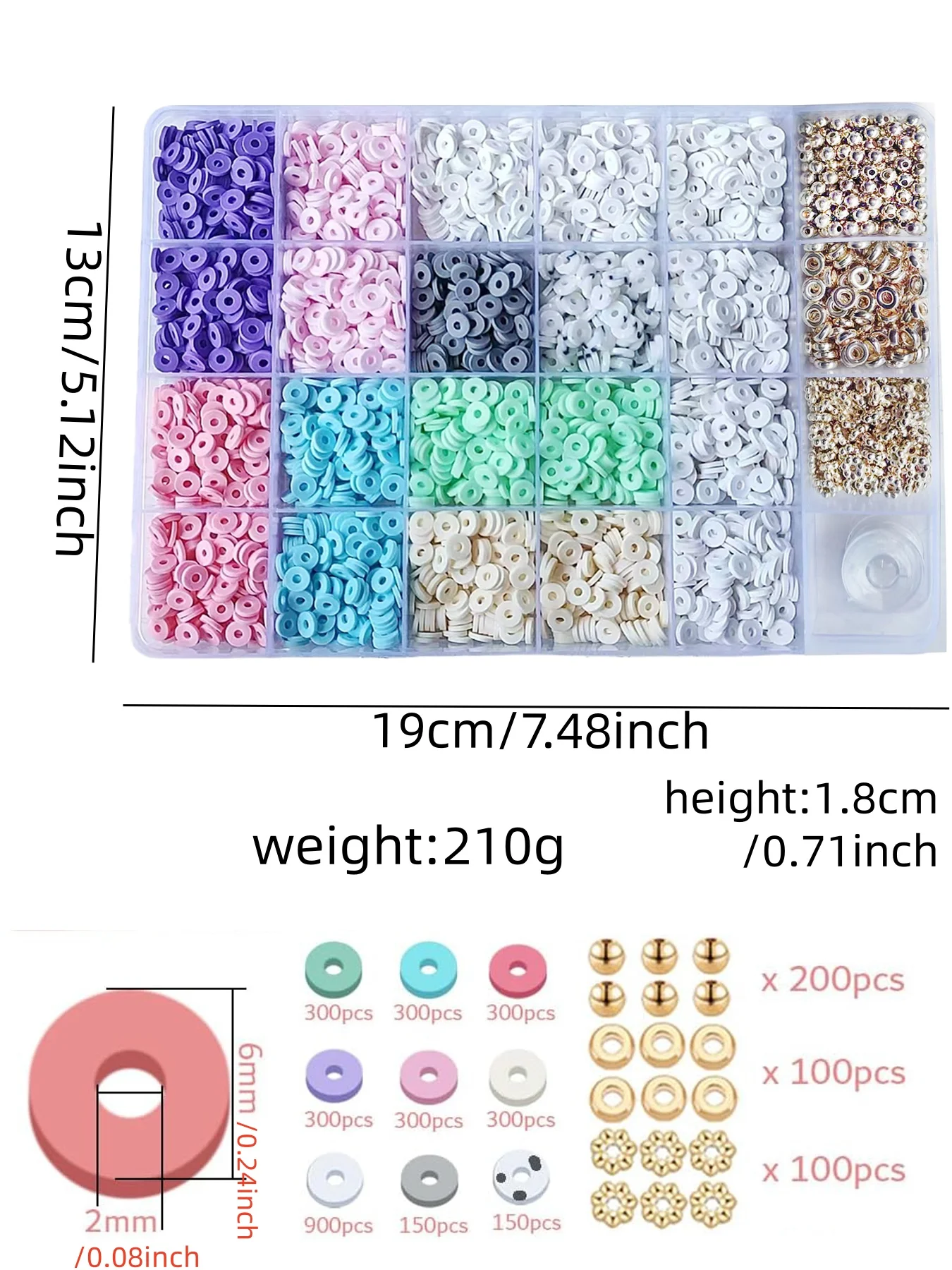 Kit de contas de argila pastel para fazer pulseiras, kit de pulseira de amizade para artesanato, concerto, raves, presentes